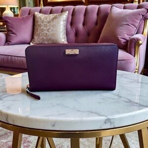 Kate Spade Burgundy Laurel Way Neda Continental Zip Wallet